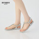 Deep Atem Tief Atem Frauenschuhe Sommer-Strass-Clip-Toe Klettklasse Flat Flip Flop Sandalen Ax14118 Silber 37