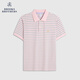 布克兄弟（BrooksBrothers）/布克兄弟男士25春夏新棉金羊拼色条纹短袖polo衫 B695-粉色 S