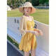 Yuyaman one-piece swimsuit for women in hot springs with blouse, two-piece skirt style, conservative belly covering, slimming, sun protection, beach vacation, yellow with blouse, one size fits all