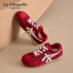 La Chapelle Damenschuhe weicher Sohle bequeme deutsche Trainingschuhe für Frauen 2025 Neues Sommer Dünnes Mesh Atmungsfreie vielseitige lässige Flachschuhe rot xxe6625-2 36