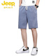 Jeep (JEEP) Tennis denim shorts men's five-point pants summer loose straight wide-leg pants men's trendy ice silk casual mid-sized pants 1049 blue M 100-115Jin [Jin equals 0.5 kg]