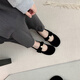 S.SOFEA复古红绒面玛丽珍鞋仙女单鞋春夏秋季蝴蝶结女鞋 838-12 深灰 35