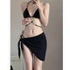 2025 new style split swimsuit for women black gemstone high-end pure lust three-piece strap bikini hot spring swimsuit black M (90-100Jin Jin is equal to 0.5kg)