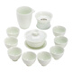 SUSHI CERAMICS Jade Jade Kung Fu Tea Set Mutton Fat Jade Ceramic Three-Cai Covered Bowl Celadon Gift Box