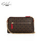 Satchi [New Product] Damen -Tasche neue PVC Klassische Print Frauen Clutch Mode vielseitige Frauenkette Crossbody Bag Braun/Dunkelrot