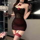 Feimu 25 new sexy underwear, hip skirt, sexy pajamas, high-end couples, cheongsam suit, women 6196