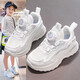 Anta Kids Anta Tray Girls -Schuhe rotierende Knopf weiße Schuhe 2025 Neue Frühlings- und Herbst -Kinder -Turnschuhe mittel- und großer Jungfrau Schuhe Leder ~ 9921 Weiß 37