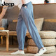 Jeep (Jeep) Leinenhose Herrenhosen für Herren Sommer dünne gerade leges Casual Hosen Herren Karottenhose Chinesische Baumwollwäsche Lose Harem Hosen Schwarz 2xl