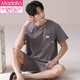 
Modal 2025 new summer striped pajamas for men for summer teenagers short-sleeved men's pure cotton home clothing for men's large size Y6627 XL weight (125Jin [Jin equals 0.5 kg]-145Jin [Jin equals 0.5 kg])