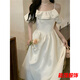 Xuanme 2025 Nouveau été français doux style doux Sweet First Love Tea Jupe Design Niche Forest Robe Fresh Abricot White * 1098 L