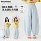 Moonkids Girls 'Hosen Sommer 2025 Neue Kinder für reine Baumwoll-Kühlhöfe mit Weitbein-Hose für Mädchen Sommer dünne Mückenmeisterhosen zweiteiliger Hose [15273 Blau +15251 Lila] 120 cm