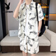 Playboy (Playboy) Shirt à manches courtes d'été masculin Set Youth Keorn Korean Style Trendy Thin Ice Silk Shirt Un ensemble de vêtements lâches et beaux 679 Black 2xl