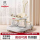 Babudou walker is not easy to overturn the baby trolley baby 2024 children's multi-function starting car Classic version Button gray Dining plate