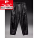 Pierre cardin summer Chinese style men's fragrant cloud saponior silk trousers loose large size wide-leg pants men's casual pants needle black trousers 9226 M Recommended 100-115 Jin [Jin equals 0.5 kg]