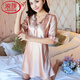 Langsha (Langsha) sexy Pyjama für Frauen, Seideneissensen-Nachthemd für Frauen, Sommerspitze Korean kurzärmelige Kleidung, Hauskleidung, großer Pyjamas für Frauen, ausgestaute Ärmel, dunkelgrau 1098 Modelle M 80-Jin [Jin gleich 0,5 kg]