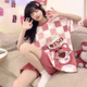 El pijama de estilo de celebridades de Internet Blue Yilin para mujeres, gran tamaño 200 Jin [Jin equivale a 0,5 kg] pantalones cortos de manga corta de verano dulce y linda mm ropa casera de verano 691 Patrón negro Bear M 80-98 Jin [Jin equivale a 0,5 kg]