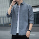 American plaid shirt jacket men 2024 spring and autumn style trendy long sleeve men youth relaxation K12108 white M