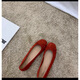 Jingpufei Bogen mit flachem Mund flacher Einzelschuhe für Frauen Ballettschuhe rot 2025 J683-4 Rot 38