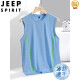 JEEP SPIRIT ice silk vest men's summer quick dry cut sleeve mesh sleeveless T-shirt large size men's loose hurdle sports top HMT-TX6627 black L