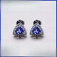 Fat Donglai Quality Tanzanite Earrings S925 Silver Plated 18 Women's Simple Fashionable Blue Gemstone Earrings