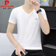 Pierre Cardin 2025 Neues Xinjiang Pure Cotton Herren kurzärmelige T-Shirt-Basis-Hemd V-Ausschnitt T-Shirt Trendy halbärmelte Sommer-Top für Männer Qy691 White M.