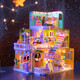 LEGO Building Compatible House Villa Assembly Girl Girl Girl Princess Castle Toys Girl Girdal Double-couche Dog Dog Fashion Home 1048 Pellets Donner de la lumière