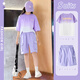 Golden Pet Girl Summer Casual Short Sports Sports Sports Thin 2025 New Children's Quick Dry Two-Piece Set Big Virgin Girl 9922 White + 3388 Purple 120 cm