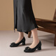 
Red Dragonfly Leap Moon Shoes High Heels 25 Spring Thick Heels Women's Shoes Pointed toe Workplace Small Leather Shoes Single Shoes WLB15124 Black 39