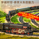 Fenming Retro Dampfzug Hochgeschwindigkeitszug Modell Fernbedienung Jungen Spielzeug Kinder Grüne Lederwagen-Fahrzeug-Dampfzug 05 Full Set [Light Car] _ 花 花