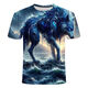 Neue High-End-trendige T-Shirts für Herren und Frauen koreanische und japanische Tierwolfsserie 3D-gedruckte Hemden modisch, vielseitig und gutaussehend, TXC6227 XS70-80jin [Jin gleich 0,5 kg] Universal Code