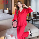 LangSha (LangSha) ice silk pajamas for women in spring and summer thin ice silk sexy charming two-piece set sexy ice silk home clothing set can be worn outside long sleeves 9856 light pink cover M [75-100Jin [Jin equals 0.5 kg]]