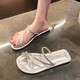 Guadi Beast 2025 summer new fashionable and versatile flip-flops on the outside wearing trendy beach flip-flops trendy Korean slippers for women 6626 with diamonds [beautiful] 36 size 37 [suitable for size 35-36 foot wear]