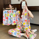 Pijamas de primavera y verano para mujer ropa de hogar de tres piezas de seda de leche de dibujos animados 14128 170 M