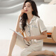 Catman (MiiOW) 100% pure cotton pajamas for women in summer short-sleeved cropped pants middle-aged and young style large-size cardigan suit thin home clothes n9898 short-sleeved cropped pants cardigan M (80-100Jin [Jin equals 0.5 kg])