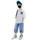 Sweet Miaomiao Boys Trendy kurzärmeliger Anzug Sommer mittelgroße Kinderkleidung und Hosen modische Jungen cooler und modischer Sommer zweiteilerer Jungen-Sommer-Trendanzug [Weiß] 160 Größe [Vorgeschlagene Höhe 150-160 cm]