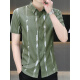 Yaxins Queliang-Hemd 2025 neues Hemd mit kurzer Ärmel für Männer koreanische Stil schlanker trendiger Zentimeter Hemd Casom Helloom Men Single Piece 7027 Green M.