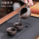 Complete set of purple clay Xishi pot small set Kung Fu tea set teapot with teacup and tea tray storage and arrangement for home use 6-piece purple clay tea set (free accessories)