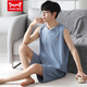 Catman (Miiow) Vest de pijamas masculino modal de mangas delgadas delgadas de verano Jin Jin [Jin equivale a 0.5 kg] Traje doméstico de dos piezas 12026 [Set de hombres] L [sugerido 100-140 Jin [Jin equivale a 0.5 kg]]
