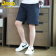 吉普（JEEP）男士短裤夏天新款商务休闲5分裤子男全棉沙滩宽松紧腰五分裤 9221深蓝 L
