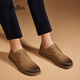 
Millies' new top layer cowhide men's shoes casual retro flat tilted toe shoes men's Birkenstock shoes U1503 yellow 41