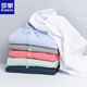 ROMON spring linen shirt men's long sleeve thin loose solid color Japanese casual and versatile youth work clothes white cotton linen shirt watermelon red [9207 stand-alone* collar] 2XL