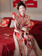 卡悠莱（KAYOULAI）中式婚纱凤冠霞帔秀禾服婚服新娘结婚改良汉服大码嫁衣婚礼出阁女 黑金奢华 S 均码