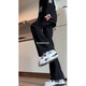Digada Black Micro-Flare-Jeans Herren Frühling und Herbst Sommer Neue Vibe Slim American High Street Slim Sci-Fi Science-Fi-Science-Fiction-Hosen DFFS-701 Black L.