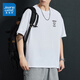 Camiseta de algodón puro de algodón puro de Jeanswest American para hombres en primavera y verano Nuevo cuello de cuello redondo y versátil de cuello mimes de hombres