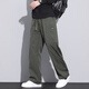 American fashion brand work pants men's loose straight autumn and winter paratrooper pants 2025 spring and autumn new sports and casual trousers 9856-Black M Merchant 90~110Jin[Jin equals 0.5 kg]