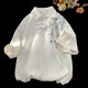7 high-quality new Chinese style shirts for men in summer thin ancient style casual loose shirt embroidered short sleeves GCFS-W1283 white L