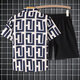 
Short-sleeved shirt men summer striped short-sleeved shirt men casual loose large-sleeved trendy floral shirt jacket square plaid [Storm 673] 2XL