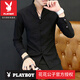 Playboy (Playboy) Chinesisches Top -Shirt Herrenanzug Innere Wear Retro -Stil Herrenhemd Chinesische Tang Anzug Ständer Kragen Lose Langarm Marke 9905 Schwarz (Langarmgefühl) m