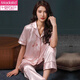 Pajama de mujeres modales para mujeres en primavera y verano Seda de hielo Pantalones de manga corta Ropa para el hogar 2025 Nuevo traje fino suelto y cómodo para mujeres 9901 agua dulce rojo cómodo y transpirable XL 120-140Jin [Jin iguala 0.5 kg]