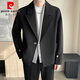 皮尔卡丹（pierre cardin）痞帅假两件夹克外套男西装领潮牌潮流叠穿设计高级感春季西服上衣 黑色 L 【建议125-140斤】